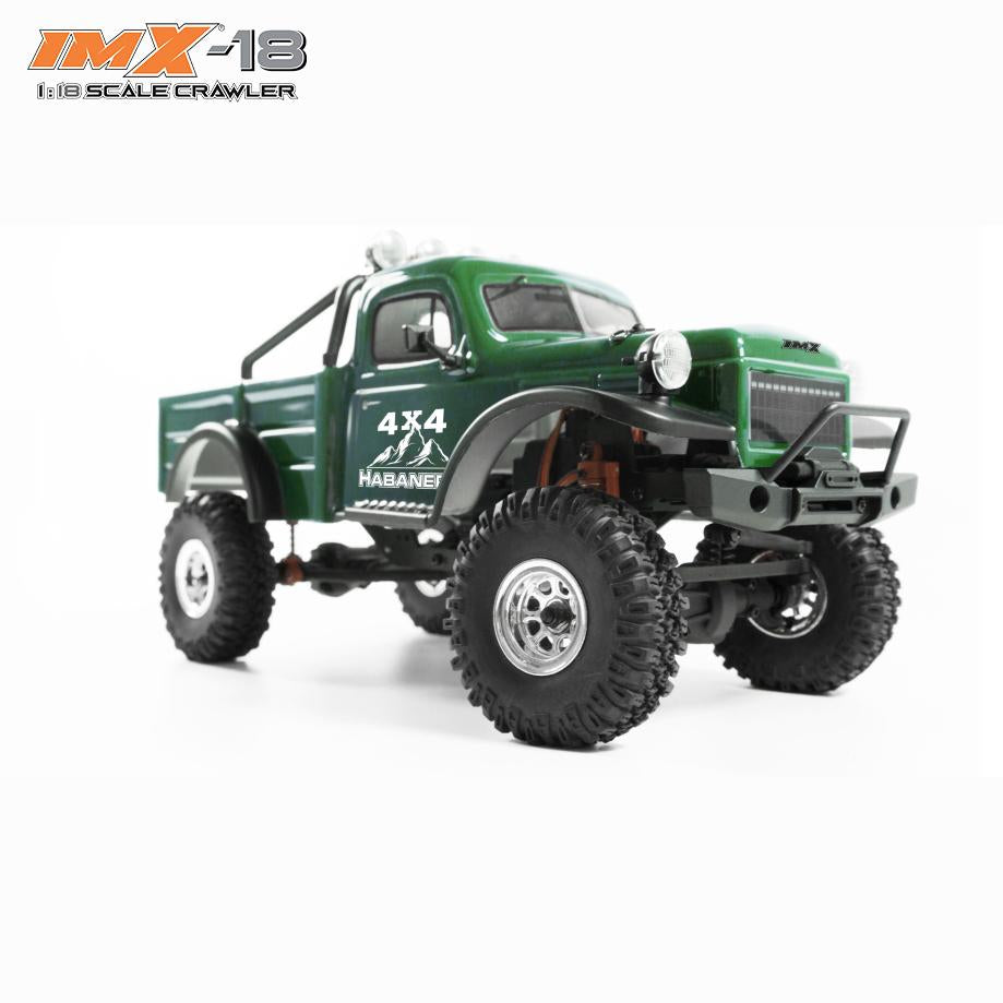 Green 1:8 scale crawler truck with large off-road tires for IMX IMX25010