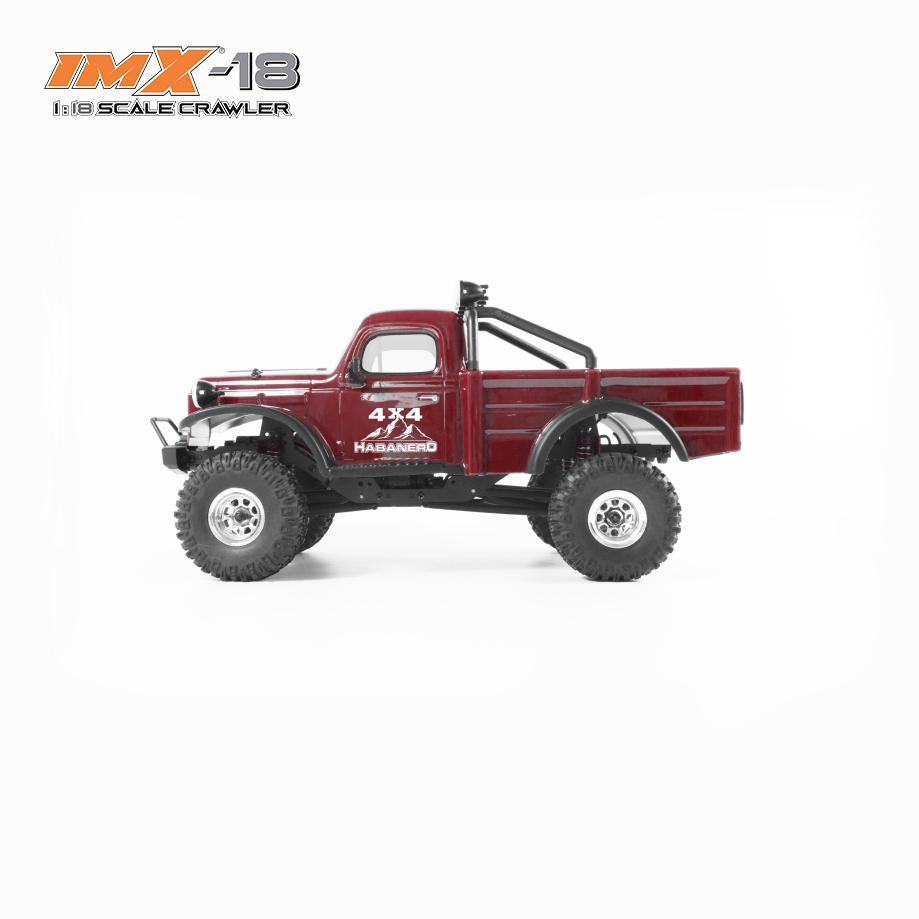 Red 1:18 scale crawler truck with off-road tires for IMX IMX25010