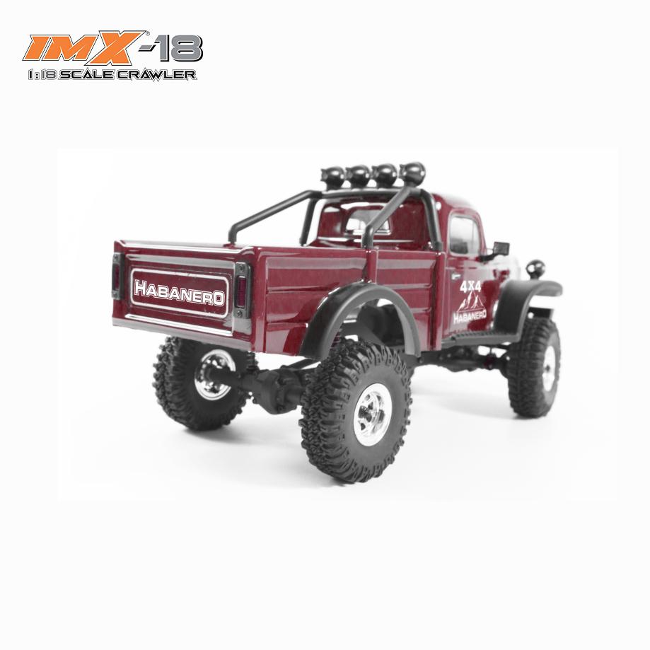 Red 1:18 scale crawler toy truck with off-road tires for IMX IMX25010