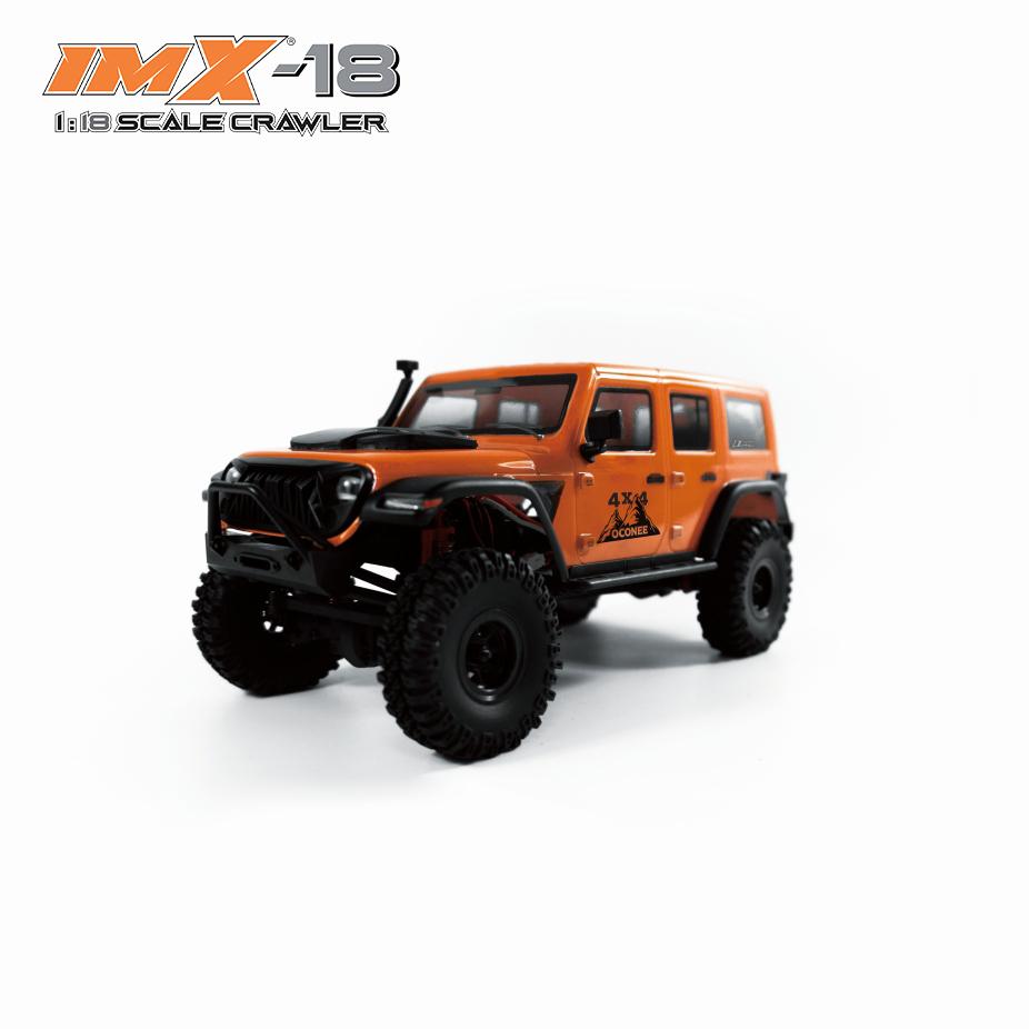 Orange 1:18 scale crawler vehicle on white background for IMX IMX25015
