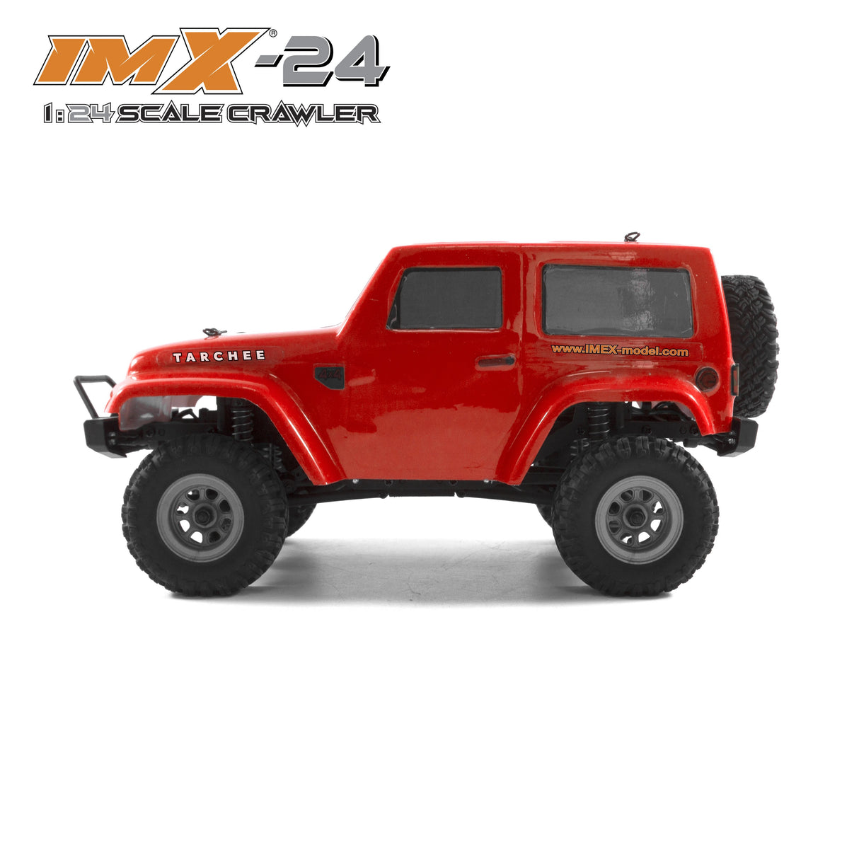 Red 1:24 scale crawler vehicle with off-road tires for IMX IMX25055