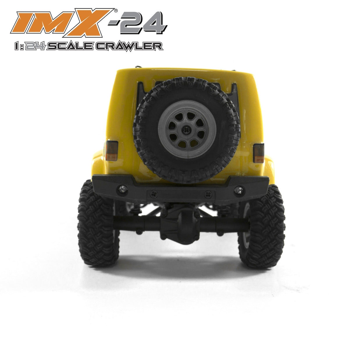 Yellow 1:24 scale crawler toy vehicle viewed from the front for IMX IMX25055