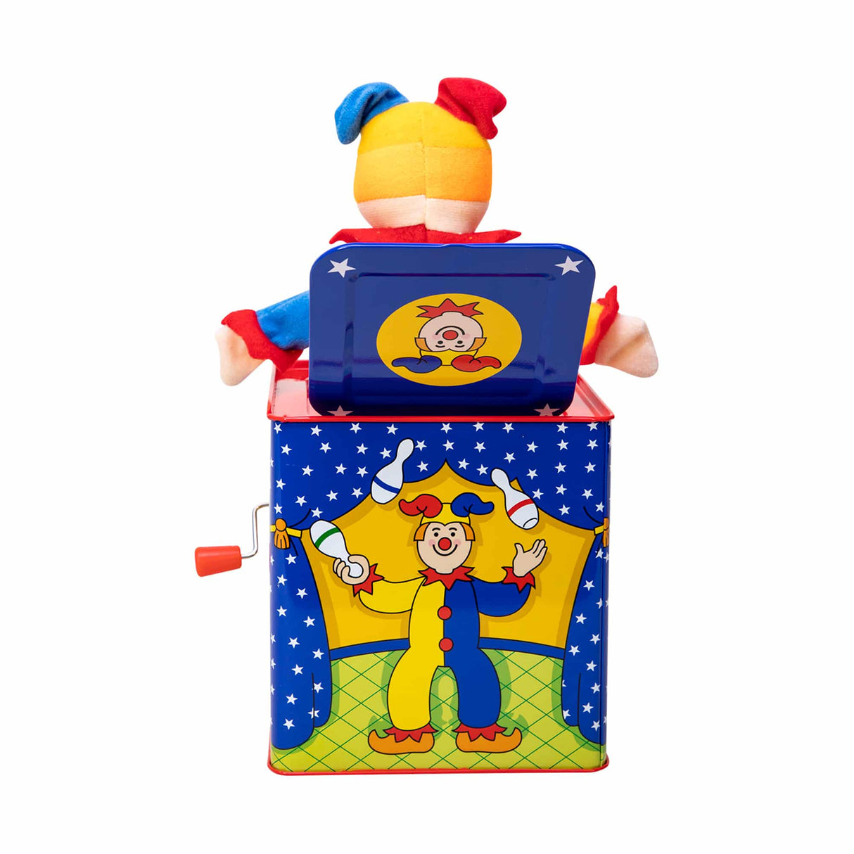 Jester Jack in a box, ready to play with a baseball for Schylling JJB