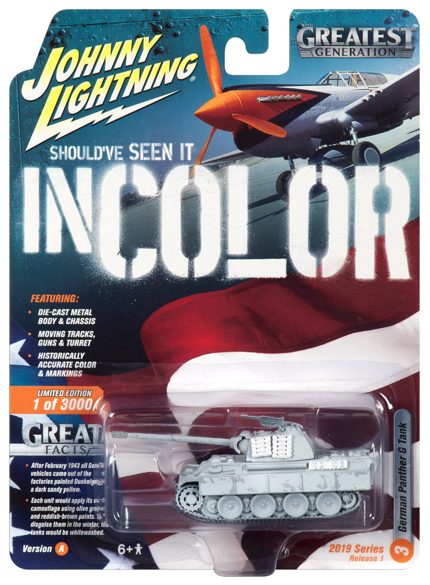 Toy model set featuring colored die-cast tanks and aircraft from WWII for Johnny Lightning JLML004