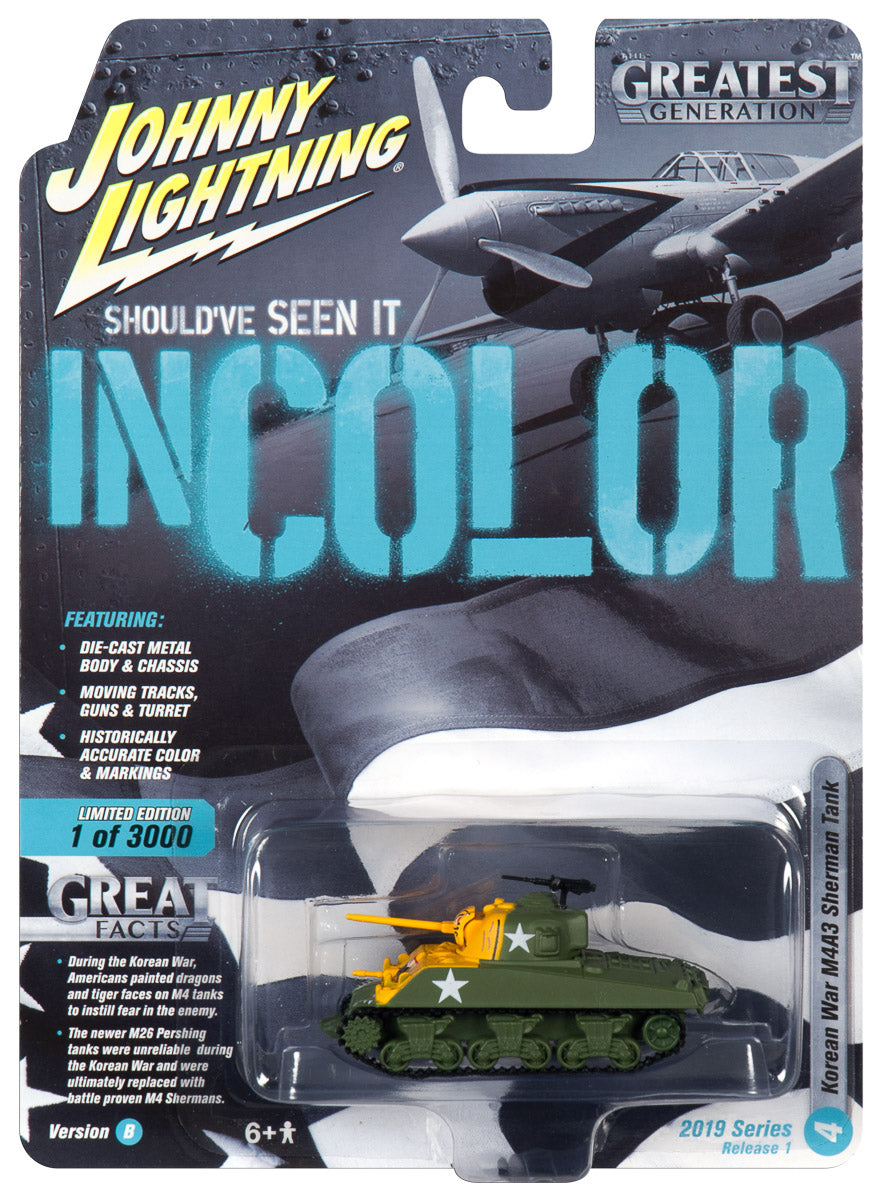 Toy model set featuring tanks and aircraft from the Korean War era for Johnny Lightning JLML004