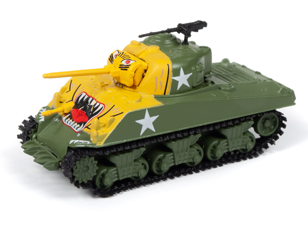 1:64 JLMiltary In Color 2019R1 | JLML004 | Johnning Lightning Die Cast-Round 2-JLML004-B-1-4 | M4A3 Sherman Tank (1:100) Olive Drab w/Tiger Face-ProTinkerToys