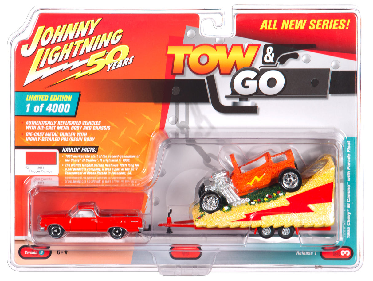 Tow & Go Johnny Lightning 50th Anniversary w/ Travel Trailer | JLTG001| Johnny Lightning-Round 2-1965 Chevrolet El Camino-ProTinkerToys