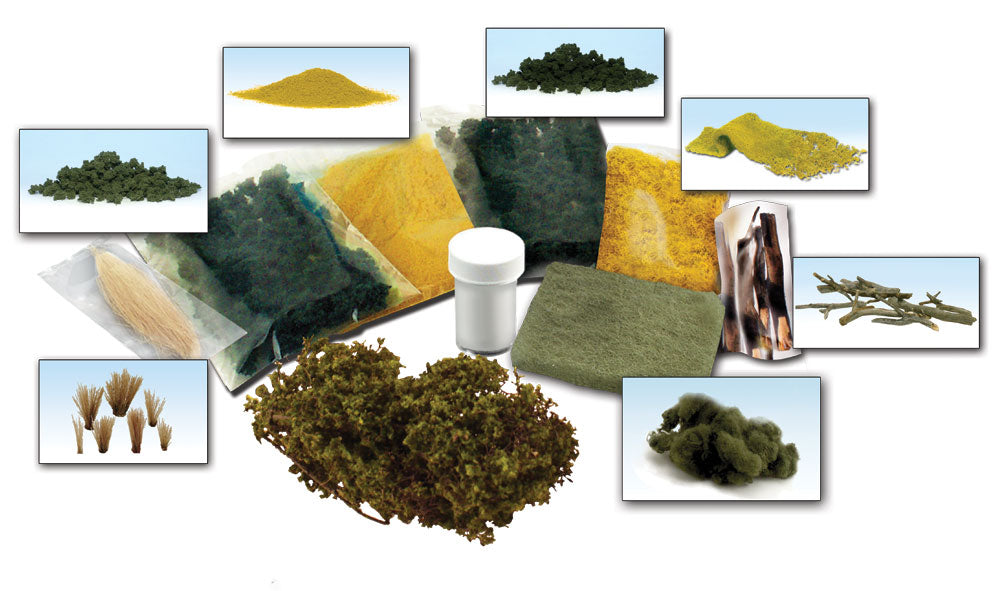 Assortment of miniature natural elements for crafting and diorama building for WoodLand LK956