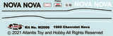 1969 Chevy Nova SS model kit branding and details for Atlantis Model Co ALM2006