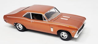 Orange 1/32 scale model kit of a classic Chevy Nova SS for Atlantis Model Co ALM2006