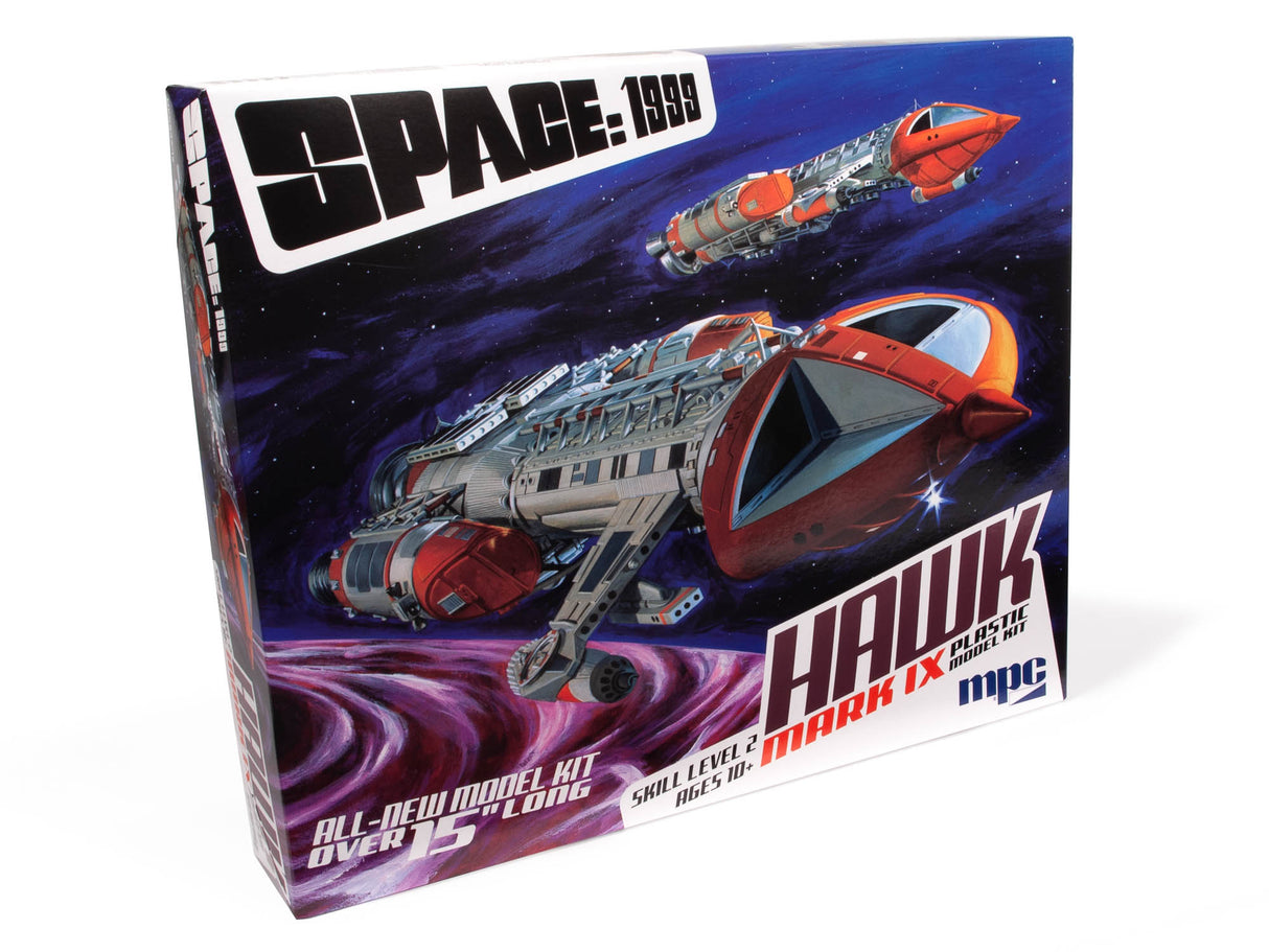 Model kit box art showing a sci-fi spacecraft against a starry background for MPC MPC947
