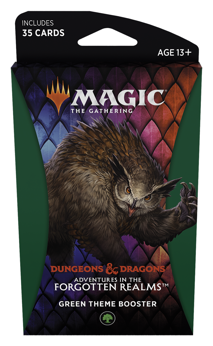 Green theme booster pack featuring a detailed illustration of a bird-like creature for Magic The Gathering C87500000-1