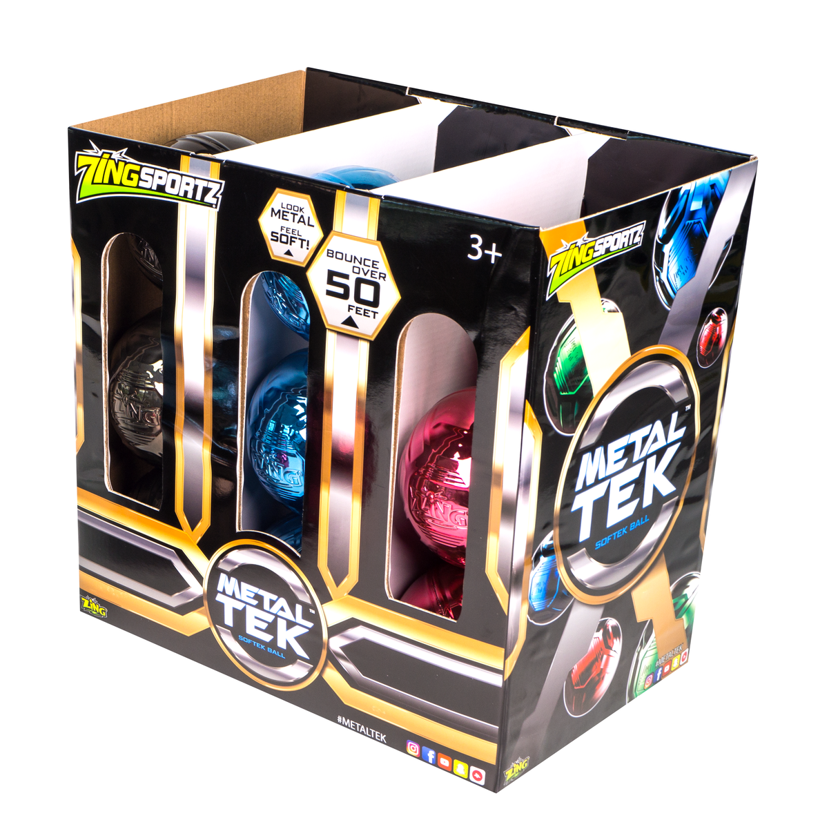 Boxed set of Metaltek Softek Balls for play for Zing ZG701