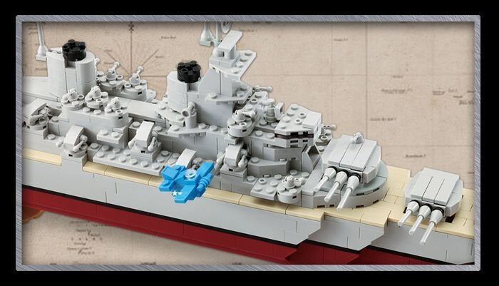 LEGO model of the USS Missouri battleship, a detailed historical recreation for Oxford OXF35215