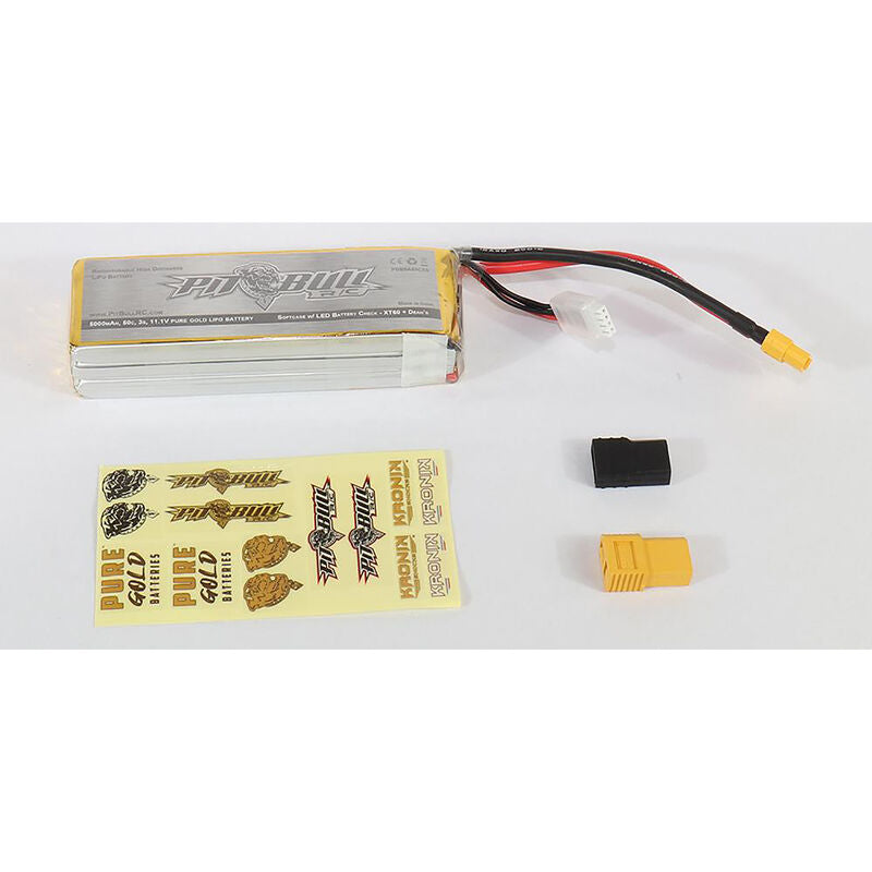 Pure Gold 11.1V 5000mAh 3S 50C Lipo: XT60/Deans | PBTPBB5A50C3S | Pit Bull Xtreme RC