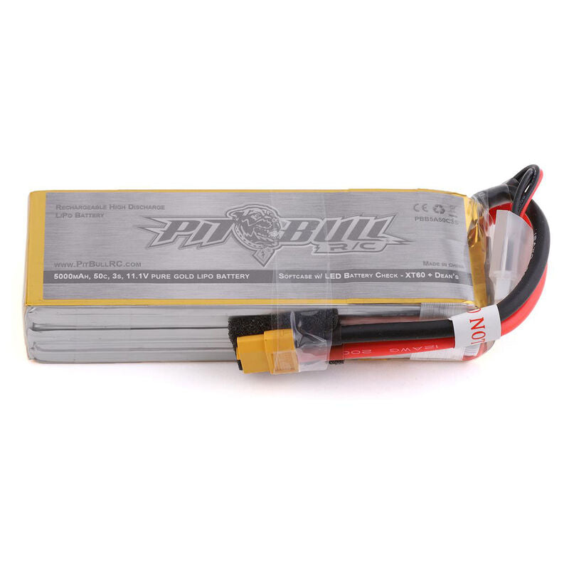 Pure Gold 11.1V 5000mAh 3S 50C Lipo: XT60/Deans | PBTPBB5A50C3S | Pit Bull Xtreme RC