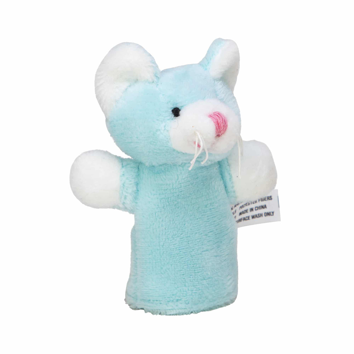 Light blue and white plush finger puppet cat for Schylling PFP