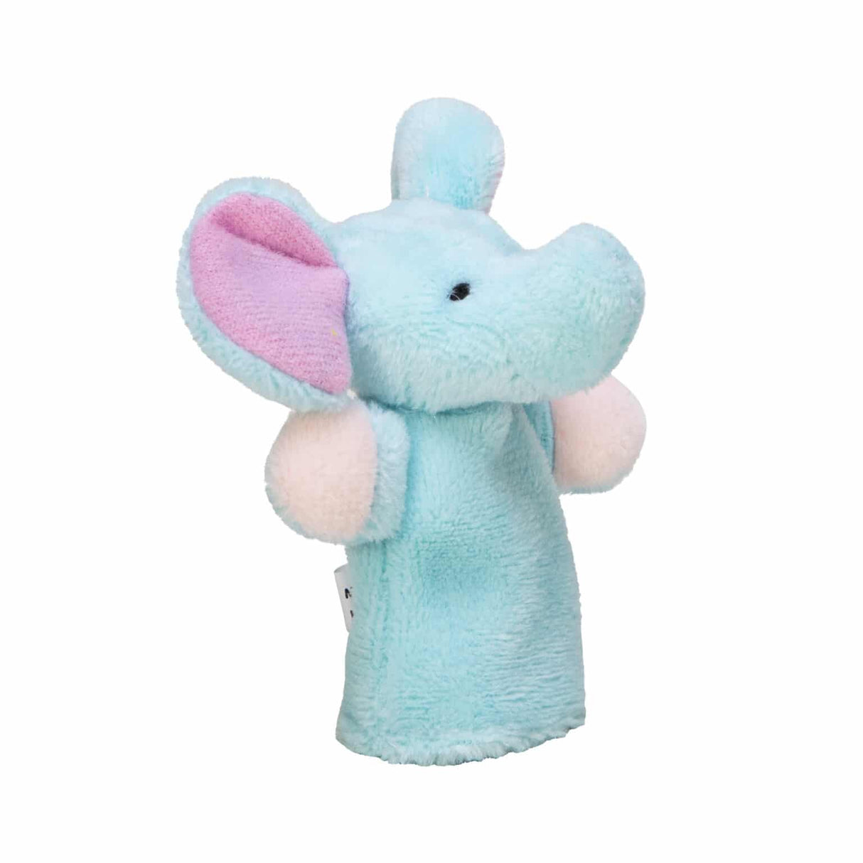 Light blue elephant finger puppet with pink inner ears for Schylling PFP