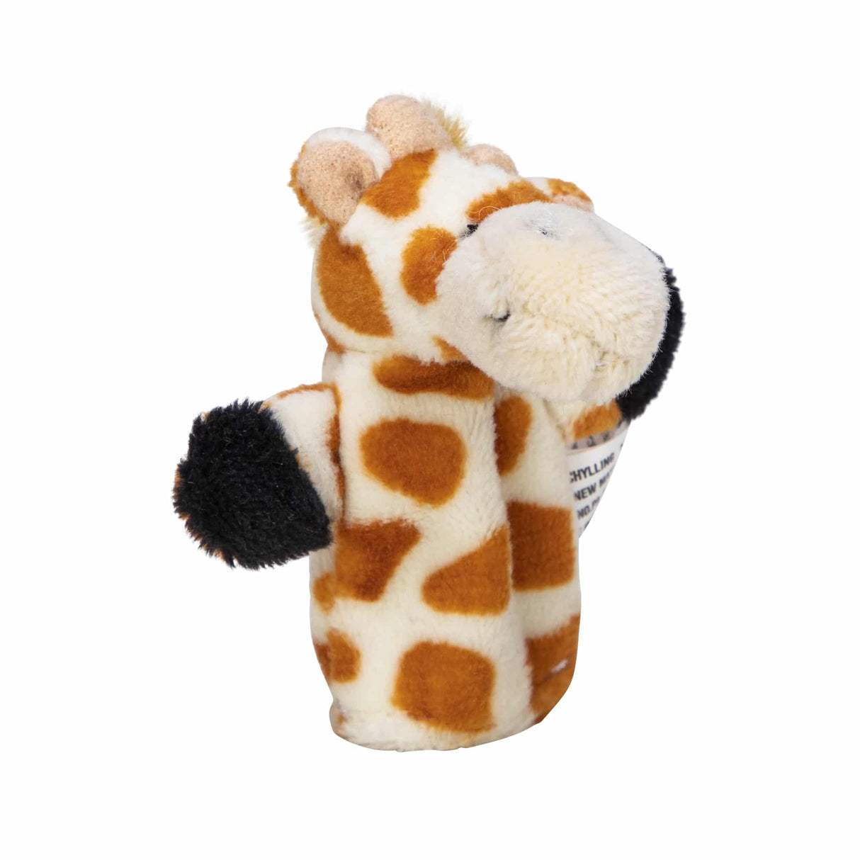 Plush giraffe finger puppet with brown and white spots for Schylling PFP