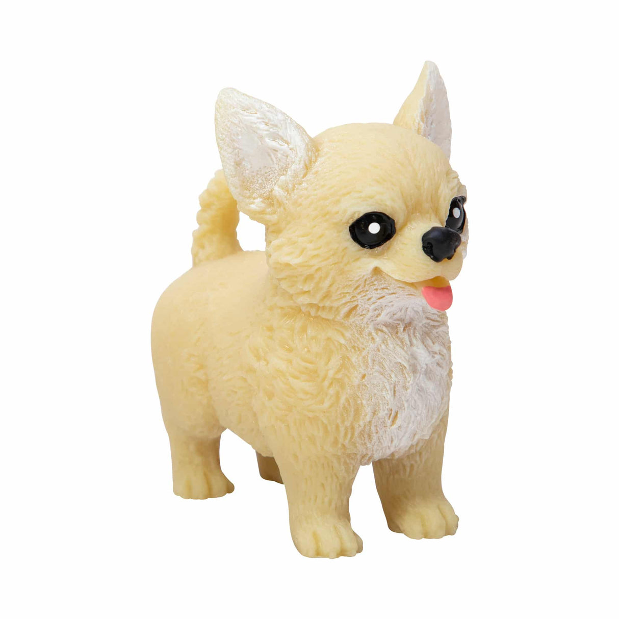 Small, yellow stuffed puppy toy standing on white background for Schylling PPUP