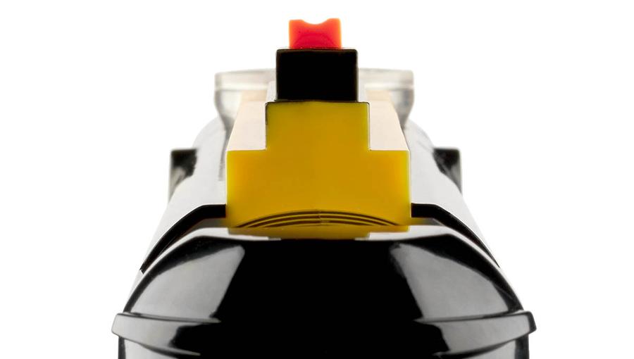 Yellow and black bug repellent salt dispenser with red top for Bug-A-Salt BS2.5-RY