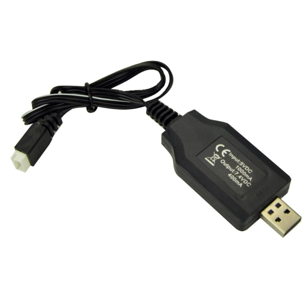 DC power adapter with USB connector and black cable for RedCAT Danchee Ridgerock