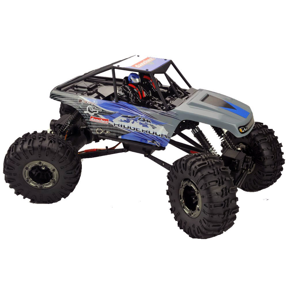 Remote control crawler with large off-road tires and exposed chassis for RedCAT Danchee Ridgerock