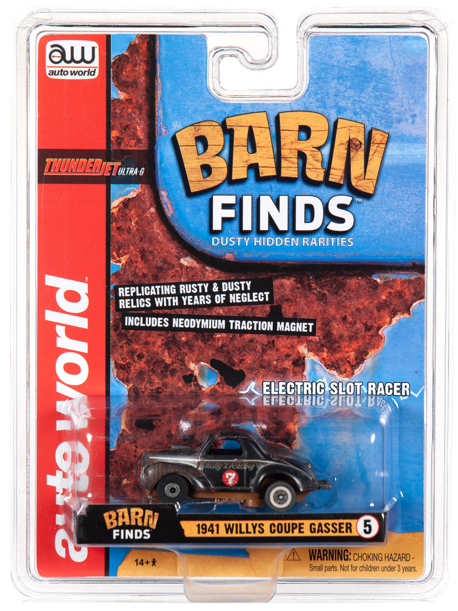 Slot car set: 1941 Willys Coupe Gasser, dusty relic for 6 Cars SC345
