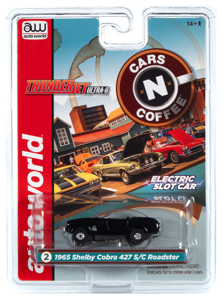 Slot car set featuring 1965 Shelby Cobra 427 S/C Roadster for Auto World SC360