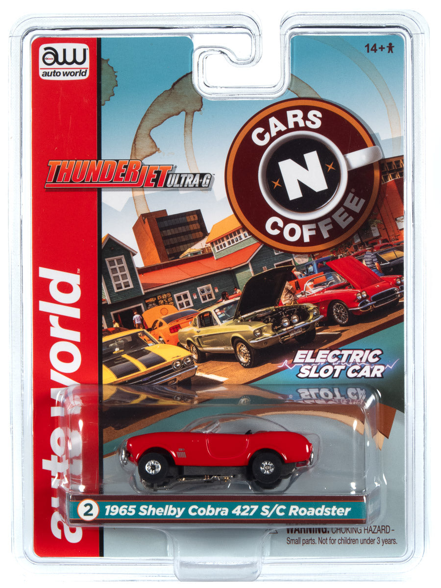 Red 1965 Shelby Cobra 427 S/C Roadster electric slot car set for Auto World SC360