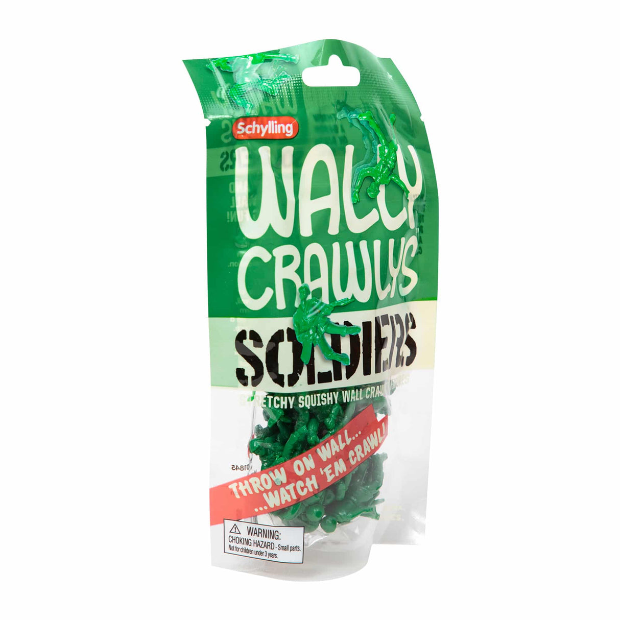 Green bag of squishy, green soldier toys for throwing and watching for Schylling SDWC