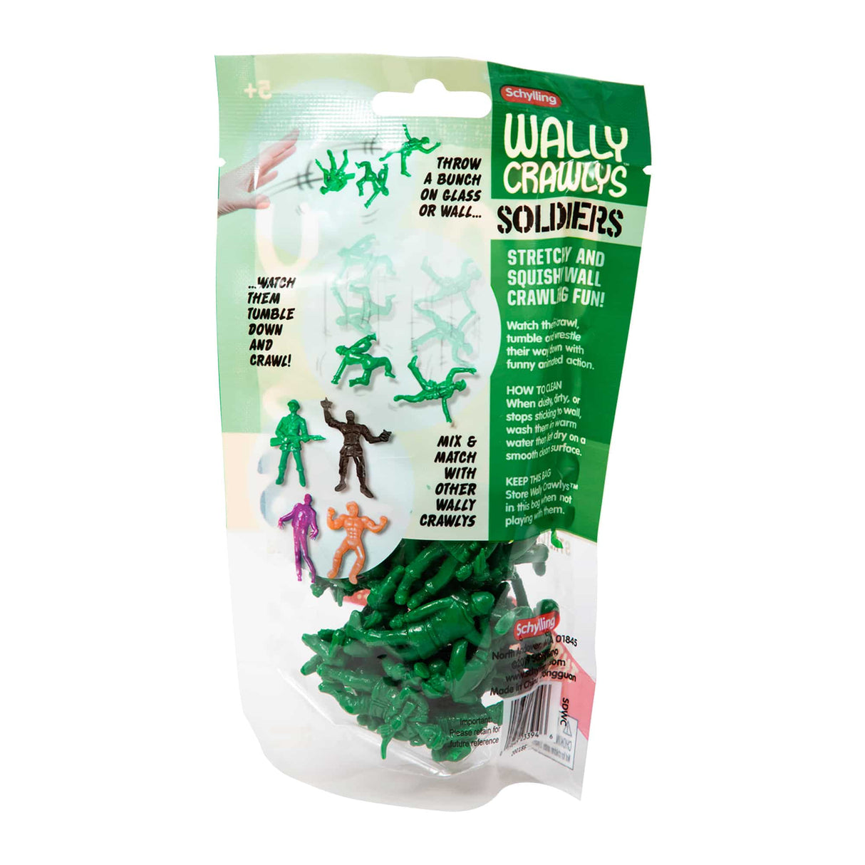Green plastic toy soldiers in a clear, sealed bag for Schylling SDWC