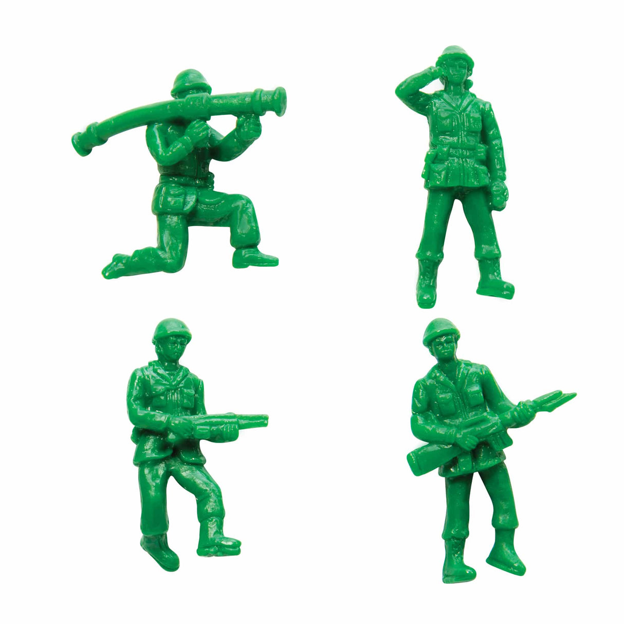 Green plastic soldier figures in various poses, representing soldiers for Schylling SDWC