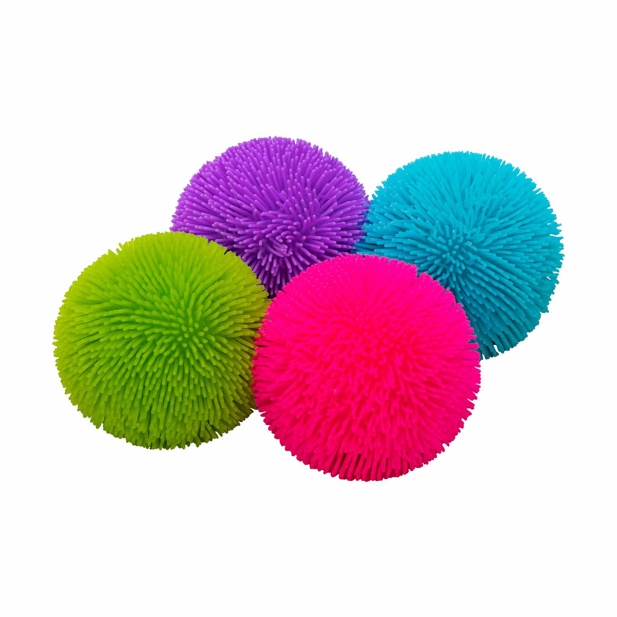 Colorful, fuzzy balls in purple, green, pink, and blue for Schylling SHND