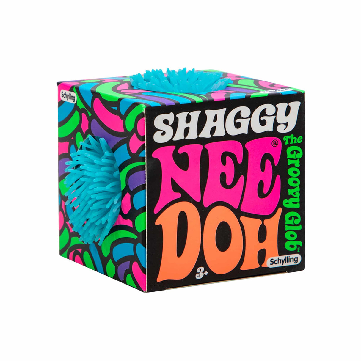 Boxed toy with colorful pattern and "Shaggy Nee Doh" text for Schylling SHND