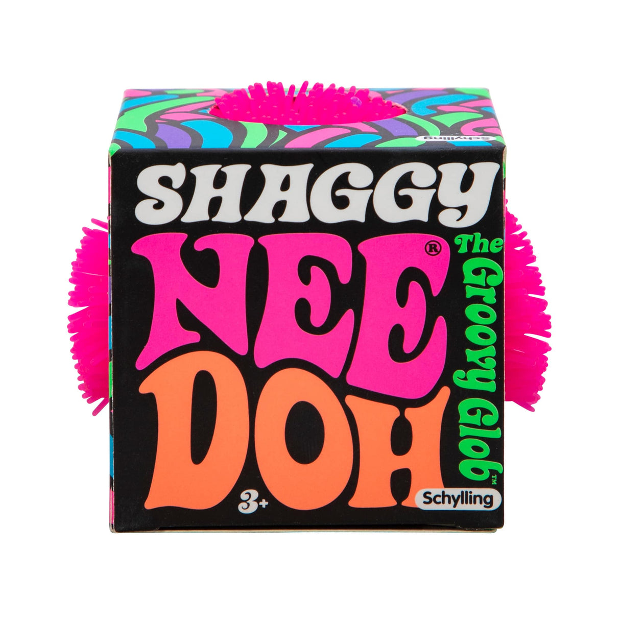 Box for Shaggy Nee Doh playdough, featuring bright colors and the Schylling logo for SHND