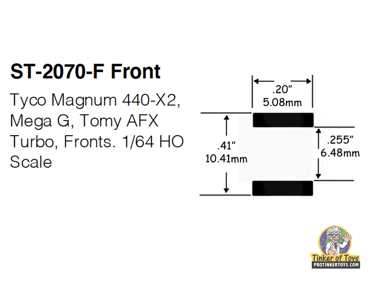 Dimensions for ST-2070-F front: 0.20" x 0.25" at 1:64 scale