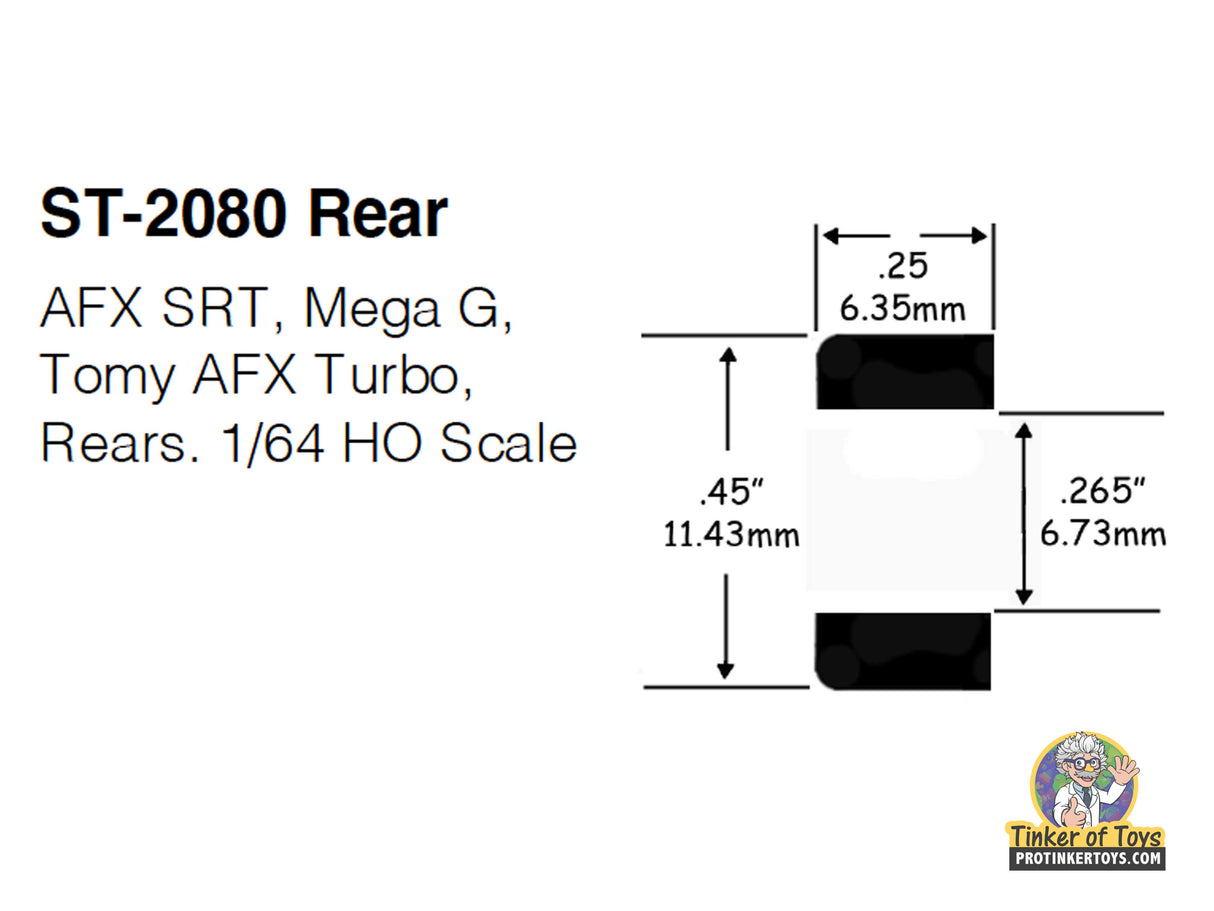 Dimensions for ST-2080 rear: 11.43mm height, 6.35mm width, 6.73mm depth for 1:64