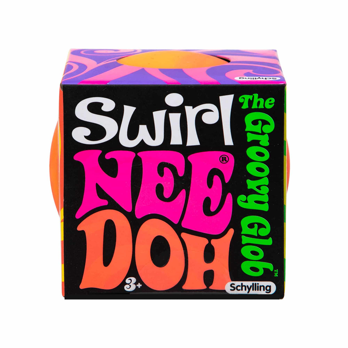 Box for Swirl Nee Doh, a playdough toy for ages 3+ for Schylling SWND