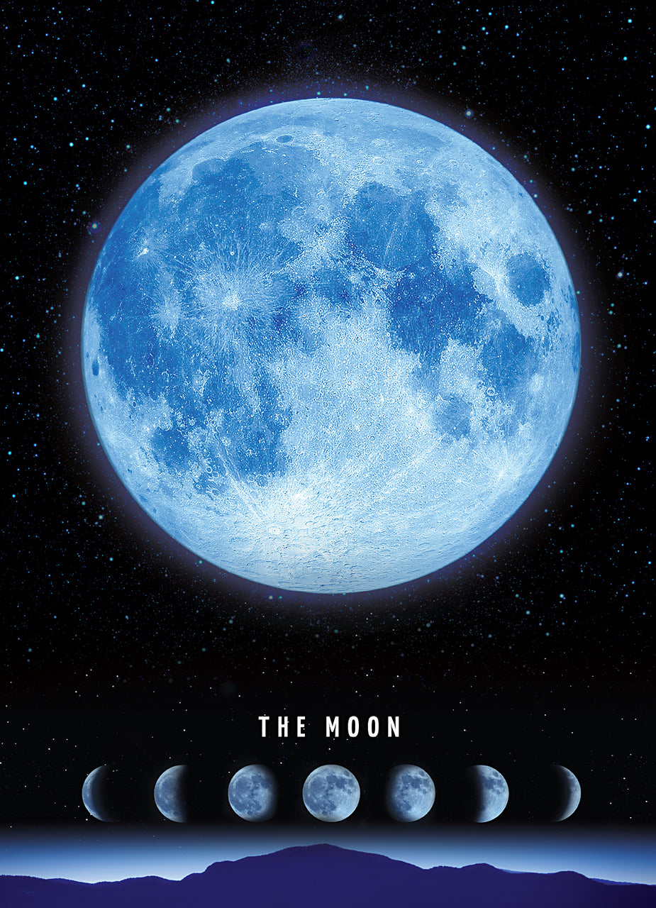 Full moon against a starry night sky, with a crescent moon progression below for Tomax TOM50-063