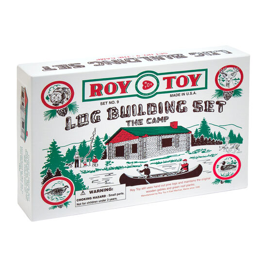 Toy box set for building a log cabin at "The Camp." for Roy Toy RTMBC