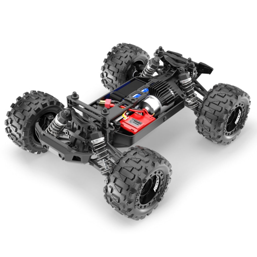 Monster truck with large tires and red accents, ready for action for RedCAT VOLCANO16
