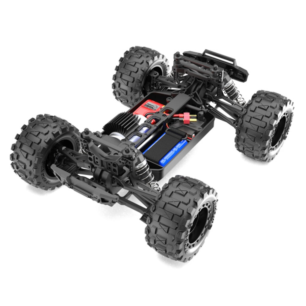 Black electric monster truck with large, rugged tires for RedCAT VOLCANO16