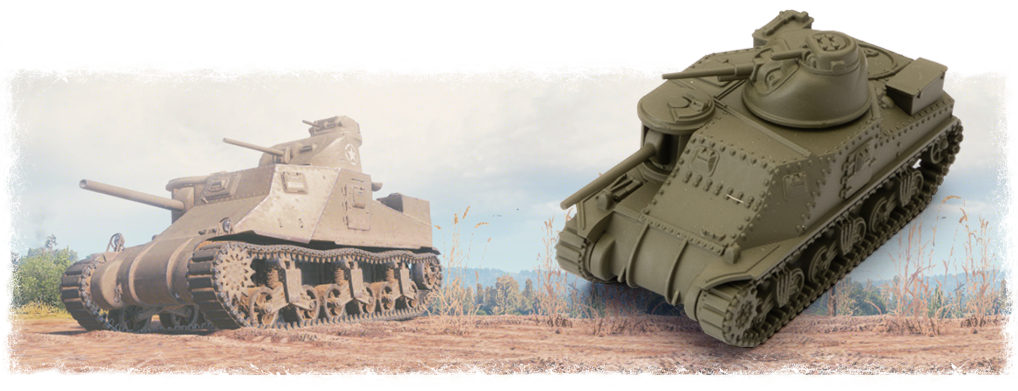 Two views of the American M3 Lee tank from World of Tanks for GF9-WOT03