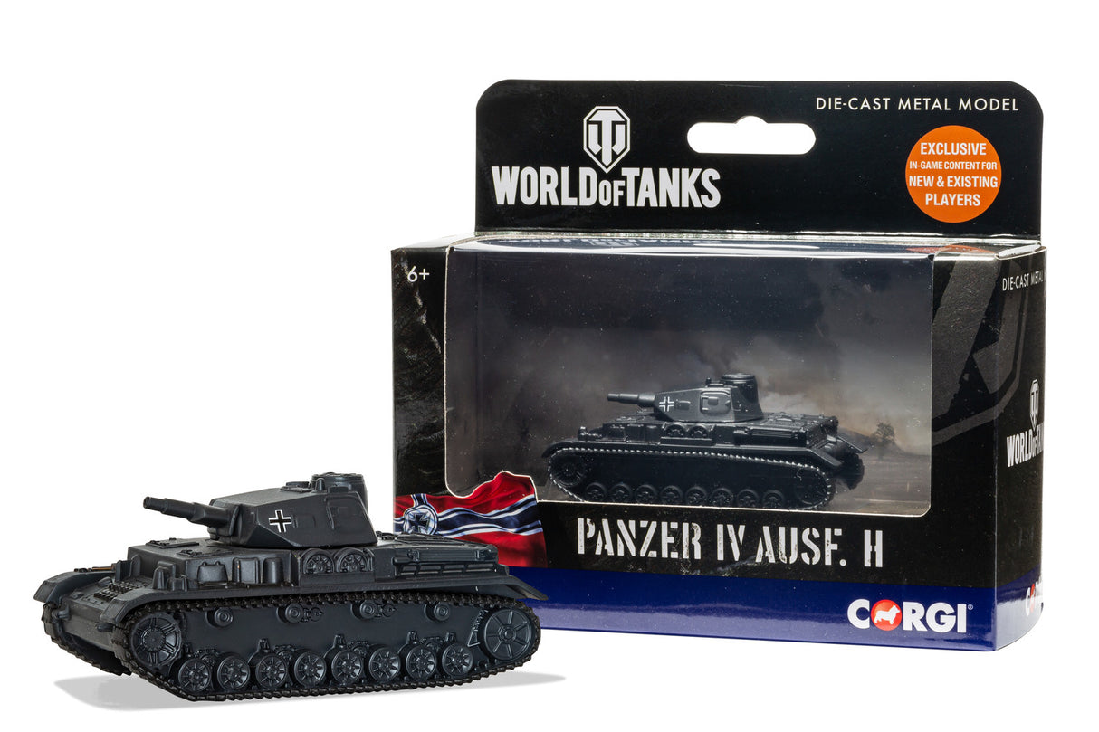 Model tank and box for World of Tanks Panzer IV Ausf. H die-cast collectible for Corgi WT91203