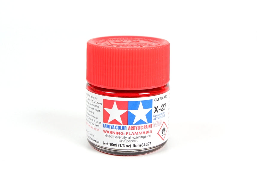 Acrylic Mini X-27 Clear Red (10ml) | 81527 | Tamiya
