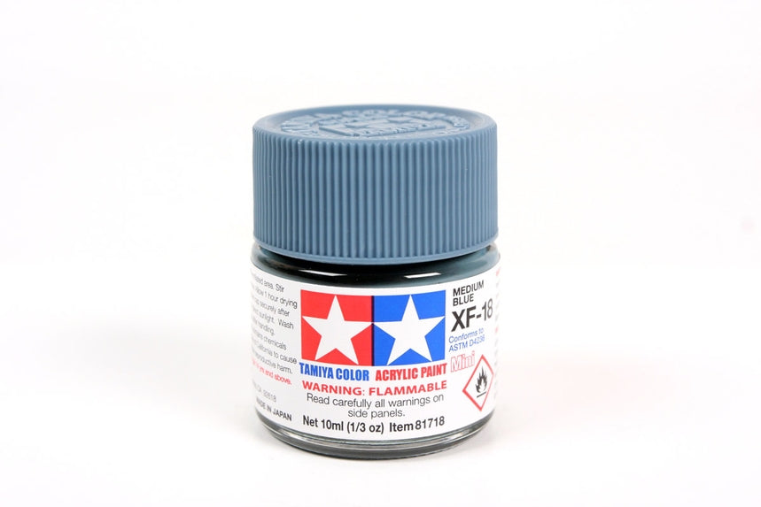 Acrylic Mini Xf-18 Medium Blue (10ml) | 81718 | Tamiya