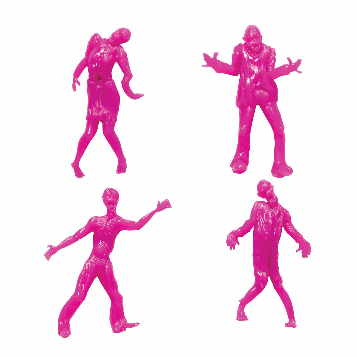 Three pink zombie figures in various poses, ready for action for Schylling ZWC