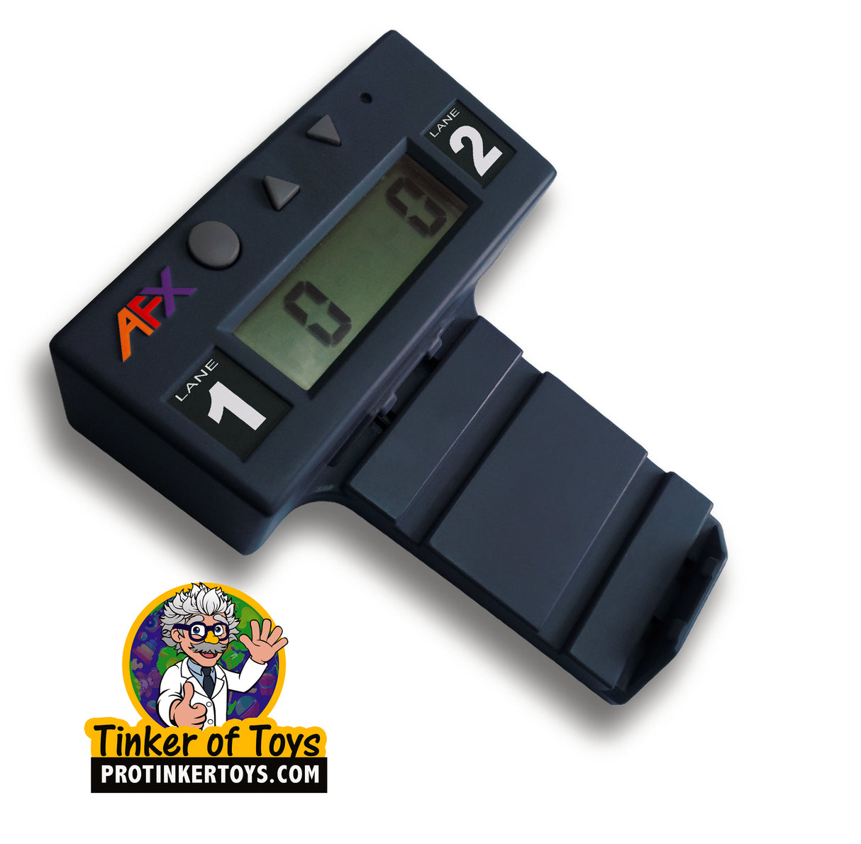 Digital lap counter with two numbered lanes and display for AFX/Racemasters 21002