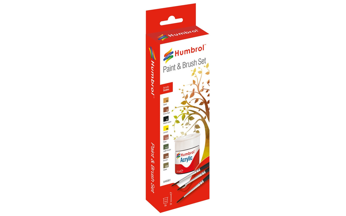 Acrylic paint and brush set for painting landscapes for Humbrol AB9061